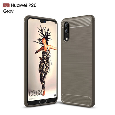 

Fivice Huawei P20 case Luxury brushed carbon fiber TPU soft shell
