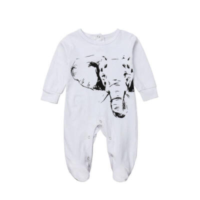 

Elephant Newborn Baby Boy Girl Long Sleeve One Piece Romper Jumpsuit Clothes UK