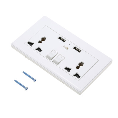 

Universal Wall Socket Dual 2 USB Plug Switch Power Supply Plate 2100mA High Quaity Charger Multifunctional Three Hole Socket