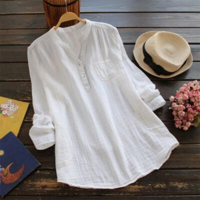 

Plus Size Womens Summer Loose Casual Shirt Ladies Long Sleeve Tops Blouse