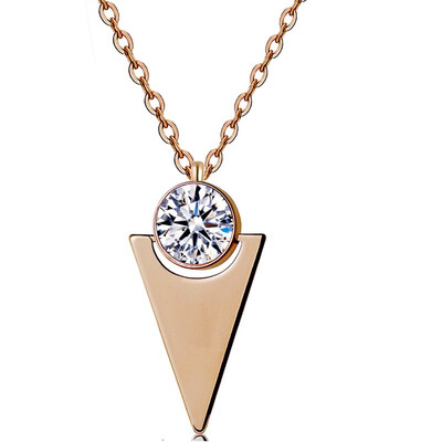 

YISHIZHIAI Triangle Pendant Simple Geometric Necklace Titanium Steel Rhinestone Time 4490