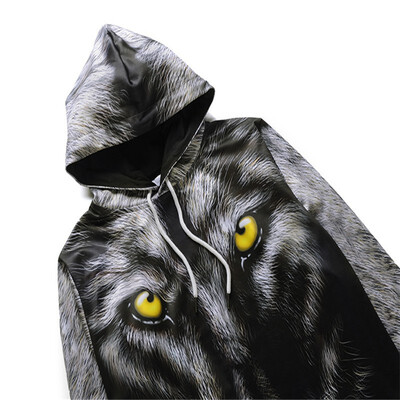 

Plus fertilizer XL code mens clothing 2018 autumn&winter wolf print European code sweater long sleeve hooded sweater