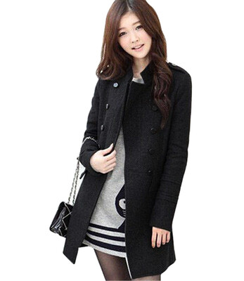 

Women Winter Wool Blend Double Breasted Parka Trench Coat Windbreaker Jacket Top