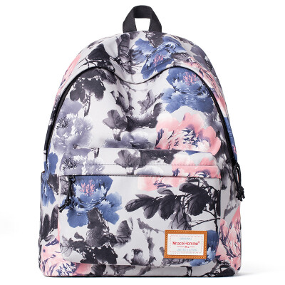 

Mr.ace Homme printed shoulder bag female Korean version of the tide middle school student bag Chinese wind travel backpack computer bag MR15D0180Y peony flower