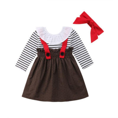 

Newborn Baby Girls Long Sleeve Tops Dress Outfits ClothesHeadband Outfit Set