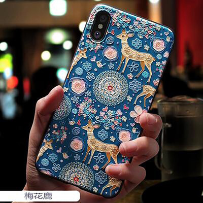 

For iphone  MAX XR X Phone cases covers Silicone Soft TPU 3D Emboss Patterned Fitted cases