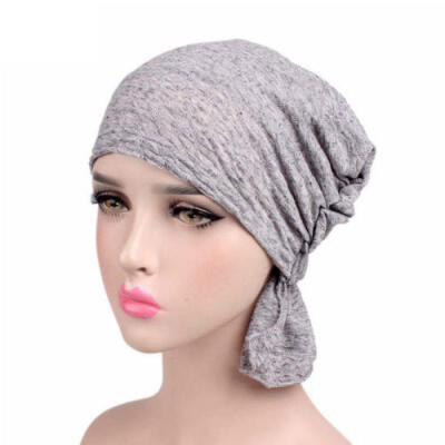 

Ladies Muslim Turban Hat Elastic Headband Chemo Pleated Hijab Cap Head Wraps