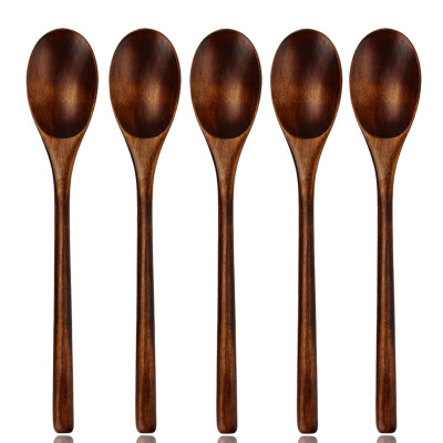 

UpperX Spoons Wooden Soup Spoon 5 Pieces Eco Friendly Tableware Natural Ellipse Wooden Ladle Spoon Set