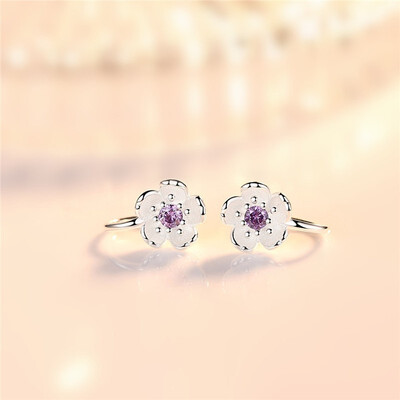 

Cubic Zirconia Ear Clips Earrings For Women Flower No Pierced Female Ladies Fashion Party Jewelry Gift WHE275