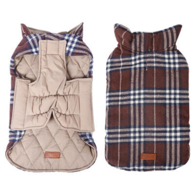 

Waterproof Pet Dog Reversible Plaid Coat Winter Warm Apparel Clothes XS-XXXL