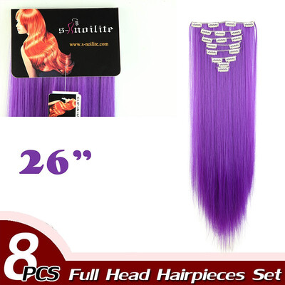 

Curly Full Head Clip Synthetic in Hair Extensions 8 Piece 18 Clips Hairpiece Long Wave for Women