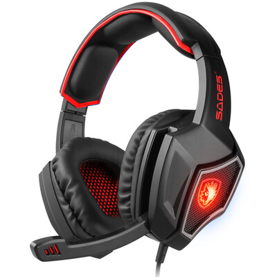 

Sades wolf head wearing a light-emitting voice headset black&red gaming headset headset headset computer phone headset