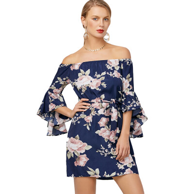 

Off The Shoulder Floral Cocktail Dress