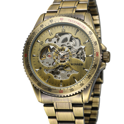 

Winner 8085 Men Fashion Automatic Mechanical Business Wrist Watch Luxury Fashion Military Watch Men Skeleton Dial Stainless Steel
