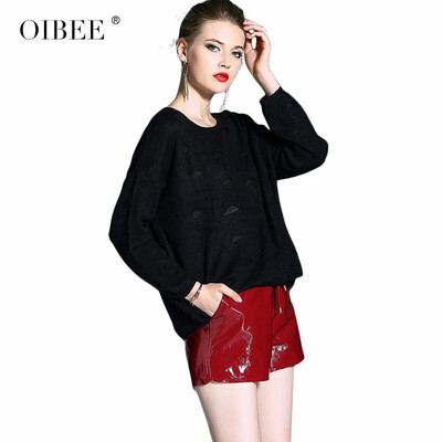 

OIBEE2018 autumn new womens fashion sweater knit jacket loose thin mohair knit top