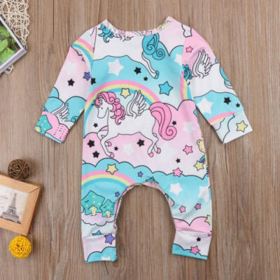 

UK STOCK Kids Baby Unicorn Girls Infant Romper Jumpsuit Bodysuit Clothes Outfits