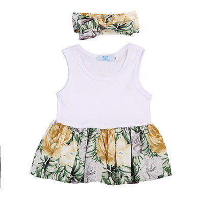 

Kid Baby Girls Princess Pageant Wedding Party Flower Dresses Headband Sundress