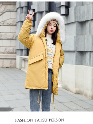 

Down cotton womens loose long winter new cotton jacket Korean version of the bread thick coat