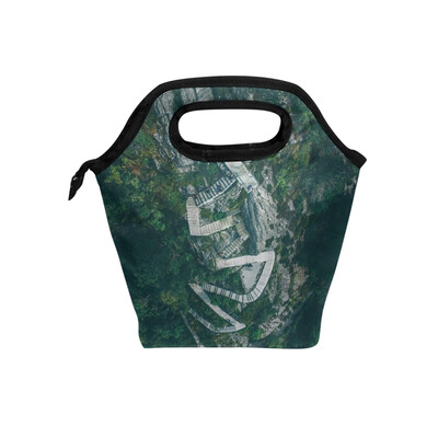 

Lunch Bag Steep Stairs Tote Travel Picnic Insulated Handbags Portable Zipper Lunch Bag Box