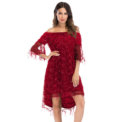 

Off the Shoulder Sequin Strapless Solid Women Dress
