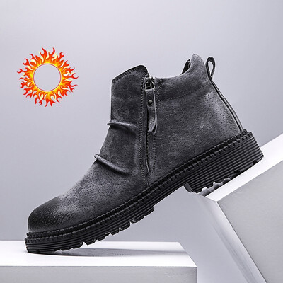 

Mens Shoes Fashion Boots Casual Walking Shoes Slip Resistant Genuine Leather Martin Shoes Keep Warm Winter Boot