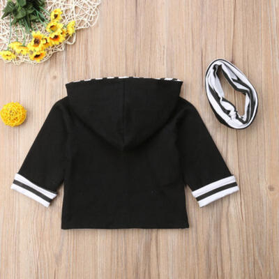 

Newborn Baby Girls Clothes Hooded Hoodie Sweatshirt TopScarf 2pcs Outfit Set