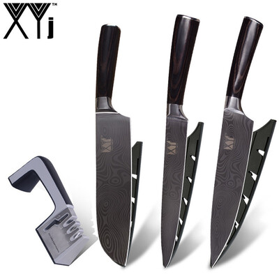 

XYj Kitchen Knife Beauty Pattern Blade Multifunction Stainless Steel Knife And Knife Sharpener