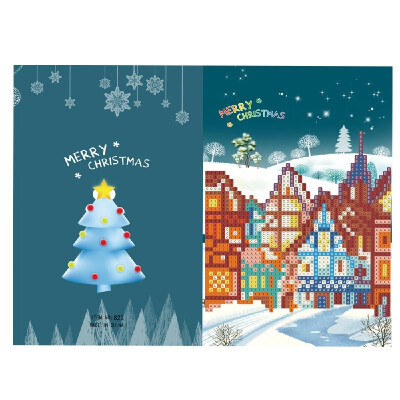 

Merry Christmas Cards DIY Diamond Painting Handmade Cards Round Drill Greeting Cards Rhinestones Embroidery Arts Crafts Gifts