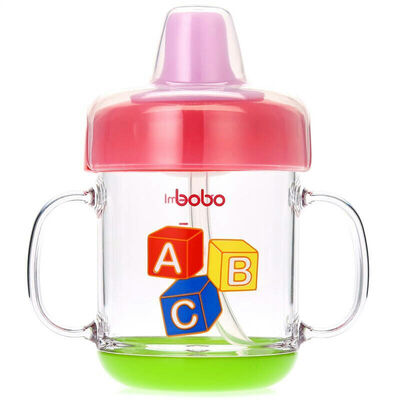 

Le Bao bobo learning cup children with handle cup baby soft mouth not leaking cup baby learning cup 180ml red