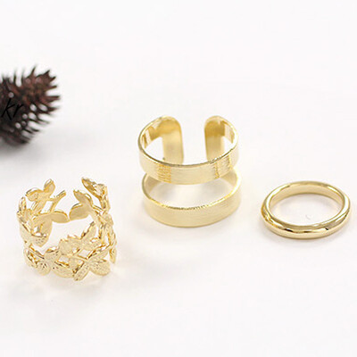 

MyMei 3pcs Fashion Women's Metall Gold/Silver Leaf Above Knuckle Finger Ring Set Gift