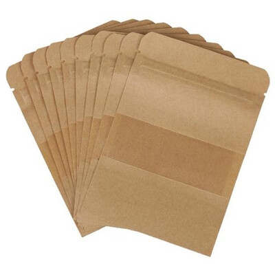 

UpperX Kraft paper pack of 100 food bags brown Seal Ziplock food Storage Bag dustbin Paper bag Brown