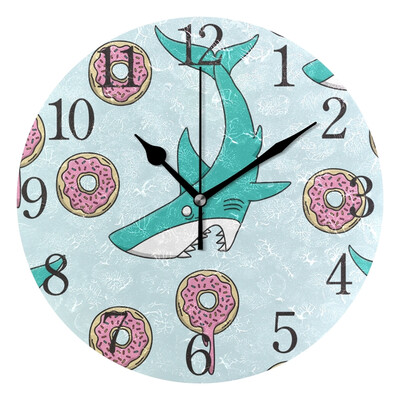 

Wall Clock Arabic Numerals Design Shark Vs Donut Round