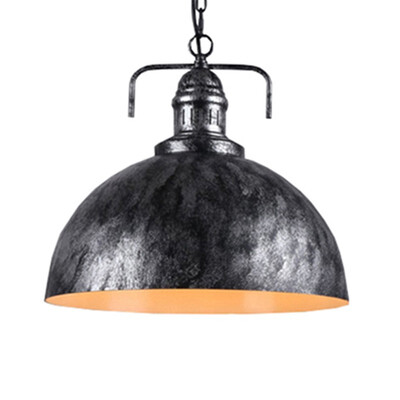 

Baycheer HL478997 40CM Weathered Steel Ceiling Pendant Light Fixture with Metal Dome Shade