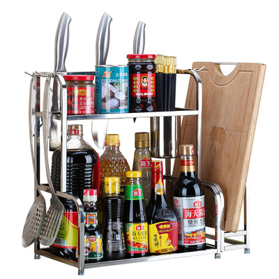 

[Jingdong Supermarket] kitchen utensils (maxcook) kitchen racks stainless steel two-story racks knife frame anvil plate scraper bottle holder with hook chopsticks tube MC2035