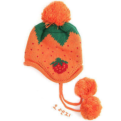 

Double Ball Baby Boys And Girls Strawberry Earmuffs Ear Warm Winter Knitted Hat