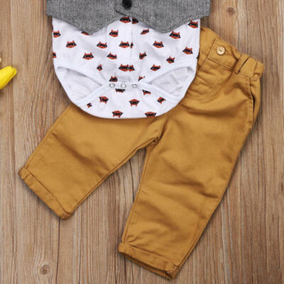 

Newborn Baby Boys Formal Suit Waistcoat Pants Bowtie Tuxedo Casual Outfits Set