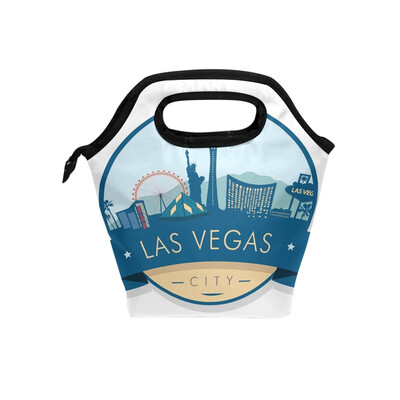

Lunch Bag LAS VEGAS Building Tote Travel Picnic Insulated Handbags Portable Zipper Lunch Bag Box