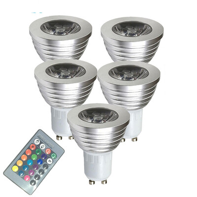 

OMTO 5PCS GU10 3W RGB Color Changing Spotlight with IR Remote Control Mood Ambiance Lighting 16 Color Dimmable 85 - 265V