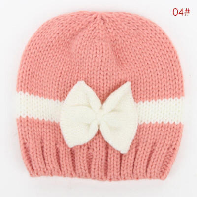 

Newborn Toddler Baby Boy Girls Bowknot Knit Crochet Beanie Winter Warm Hat Cap