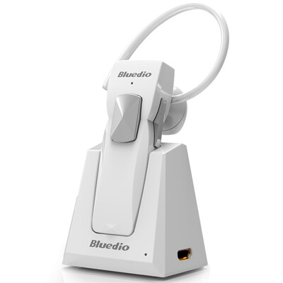 

Blue string 99A business call Bluetooth headset with original seat charger Universal ear hanging type white