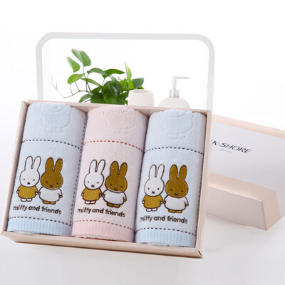 

Gold Miffy cotton satin half cut velvet embroidery towel gift box soft absorbent MF1012H face towel 3 loaded 74 34cm gift bag