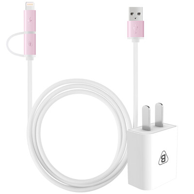 

BIAZE 5V / 1A Charger + Lightning / Micro Combo мобильный телефон кабель для передачи данных K3 розовый поддержка Apple Andrews Samsung просо Huawei M1 + K3