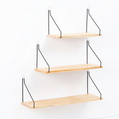 

Collalily Nordic Simple Wall Shelf Iron Wooden Decorative Holder Rack