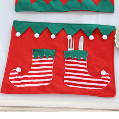 

US 1 x Christmas Santa Holder Dinner Table Decor Cutlery Silverware Bag Pockets