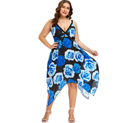 

Plus Size Floral Empire Waist Handkerchief Dress