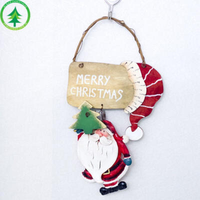 

Christmas tree bell decoration Santa Claus wooden pendant old man snowman UK