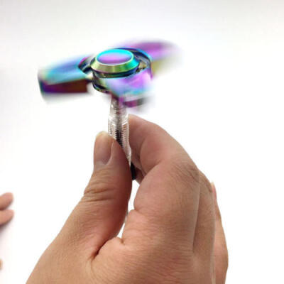 

NEW Rainbow Creative Tri Fidget Hand Spinner Finger Gyro Toy Focus ADHD Autism