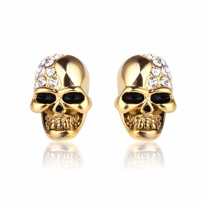 

Outdoor Vintage Glossy Skull With Diamond Studs Personalized Earrings For Men And Women Halloween Accessories