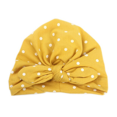 

Dot Baby Girl Hat with Bow Candy Color Baby Turban Cap for Girls Elastic Infant Accessories 1 PC