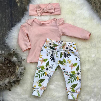 

Newborn Baby Girl Ruffle T Shirt Tops Romper Flower Leggings Outfit Set Clothes